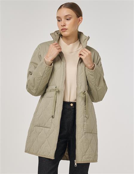 Stand-up Collar Anorak Coat in Light Brown