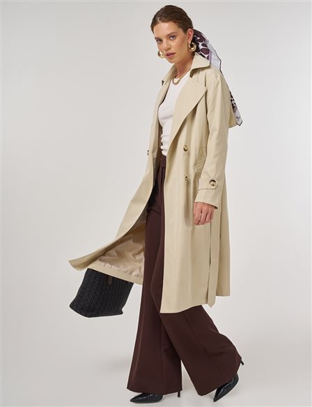 Men's Collar Trench Coat Stone