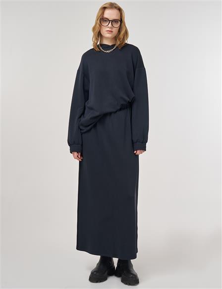 Hooded Skirted Two-Piece Suit Black