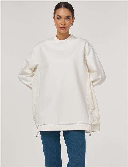 Embossed Detail Sweatshirt Ecru