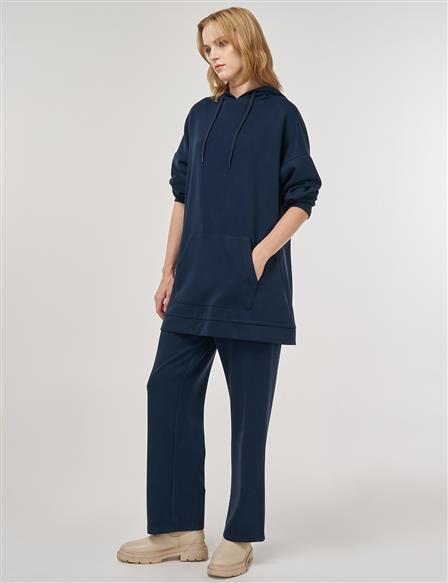 Hood Detail Two-Piece Suit in Navy 