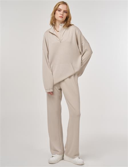 Kangaroo Pocket Two-Piece Suit in Stone