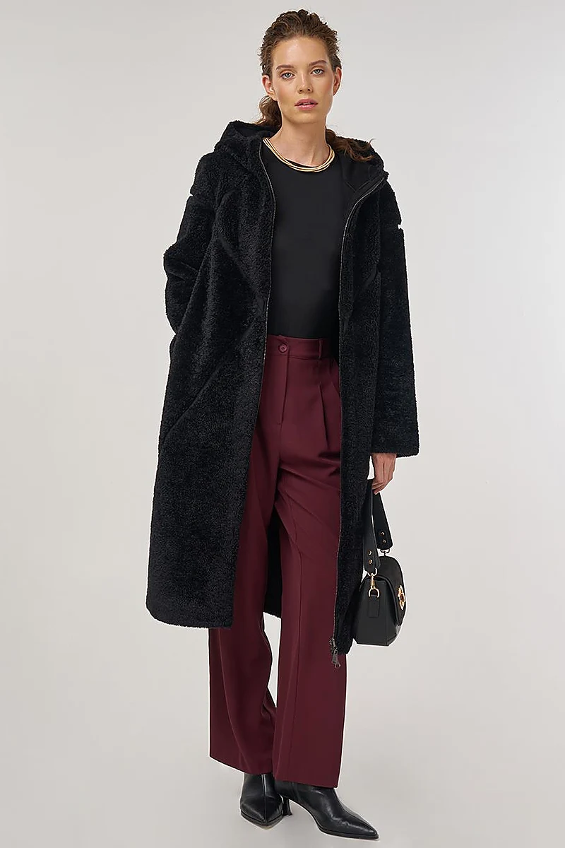 Double-Sided Plush Coat Black
