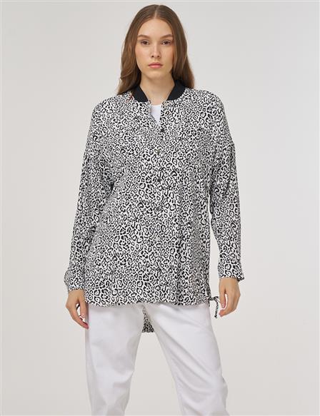Leopard-Print Viscose Tunic Black