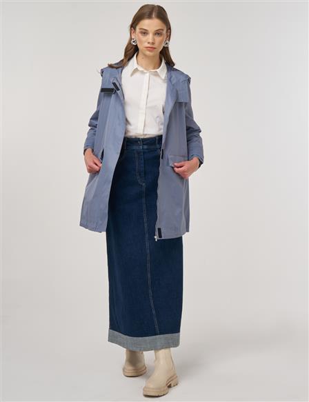 Hooded Short Trench Coat Anthracite