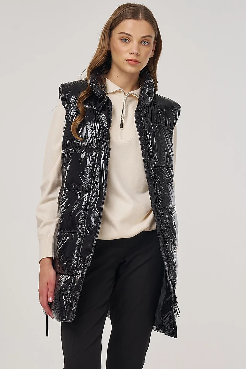 Shiny Puffer Vest Black 