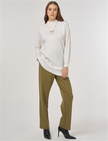 Half Turtleneck Knit Tunic Ecru