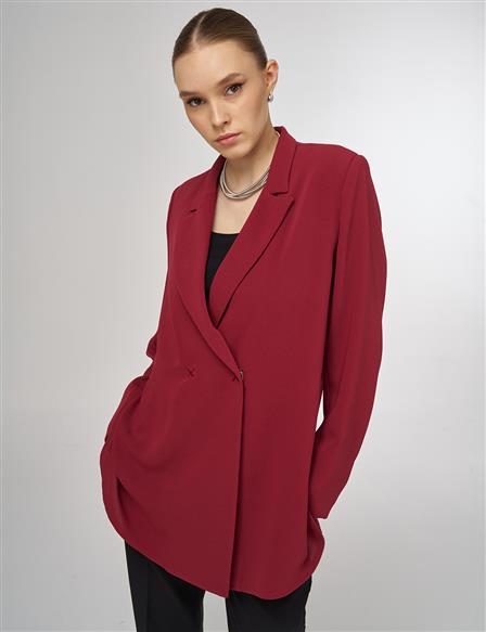 Double-Breasted Blazer Jacket Tibet Red