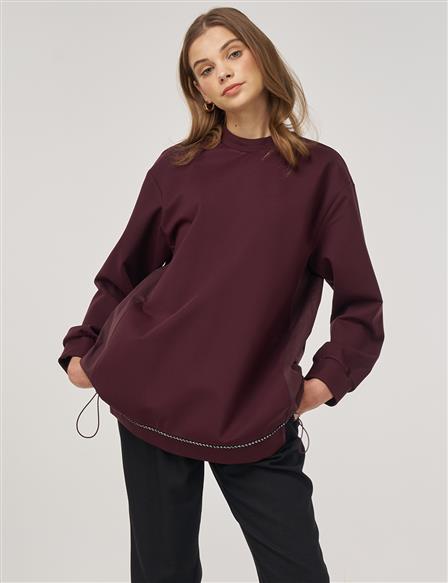 Embossed Detail Sweatshirt Dark Burgundy 