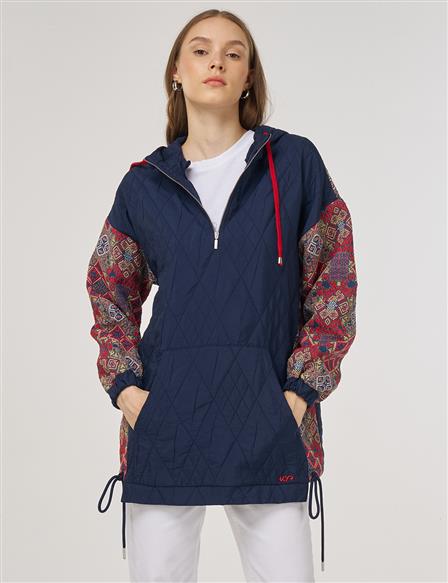 Desenli Sweatshirt Lacivert