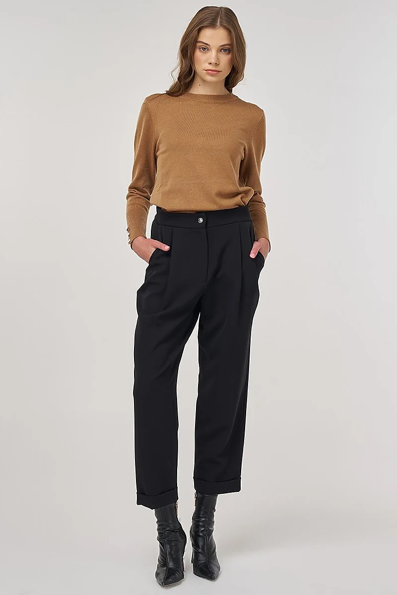 Cuffed Hem Pants Black