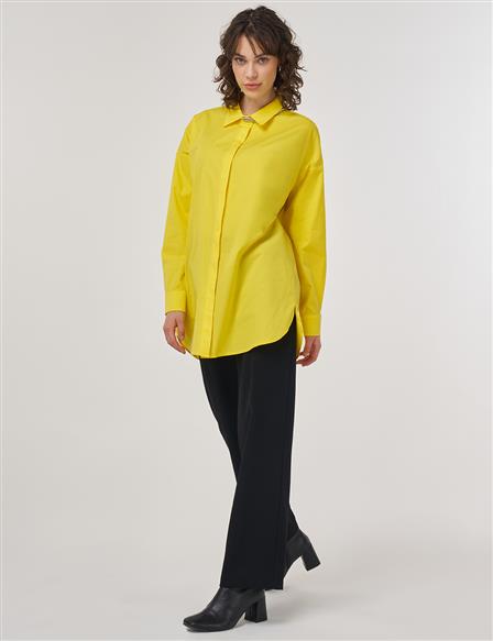 Relaxed-Fit Cotton Tunic in Light Yellow