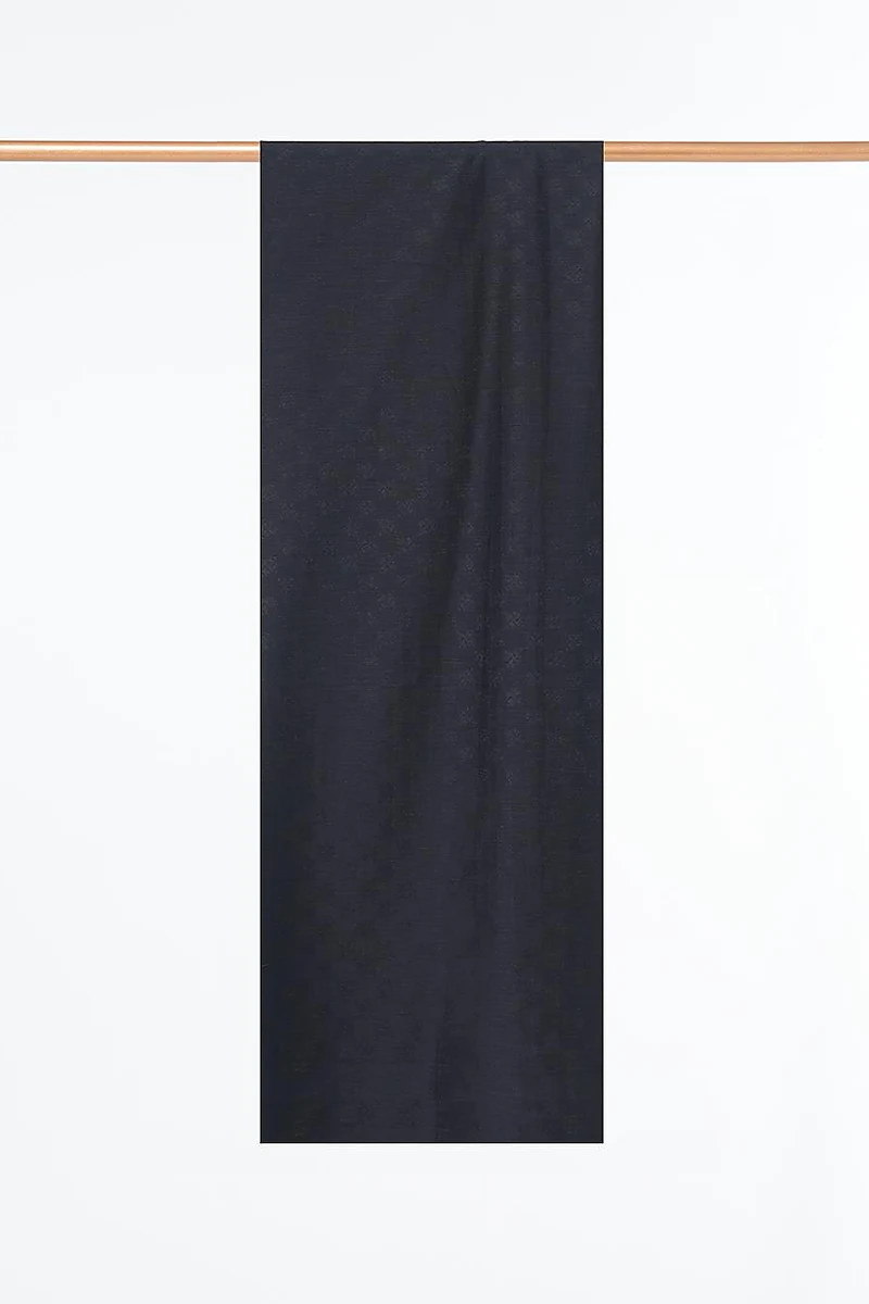 Cupra Lyocell Shawl with Monogram and Signature Detail in Black