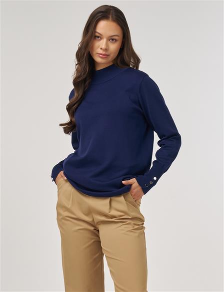 Balıkçı Yaka Basic Triko Tunik Lacivert
