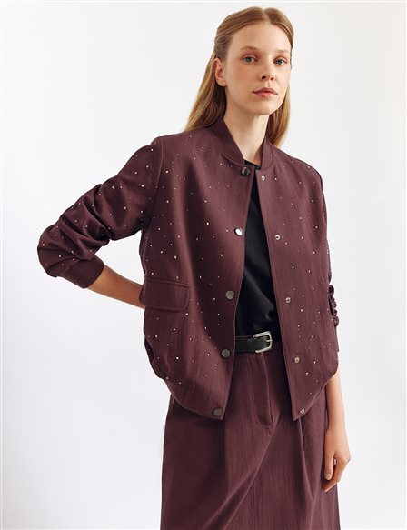 Hotfix Printed Skirt Set Dark Burgundy