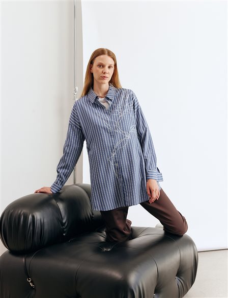 Striped Viscose Tunic – Indigo