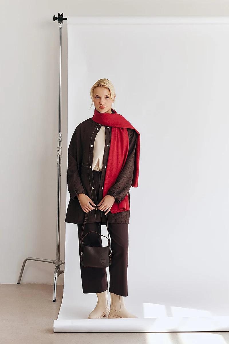 Pocket-Cup Coat in Dark Brown