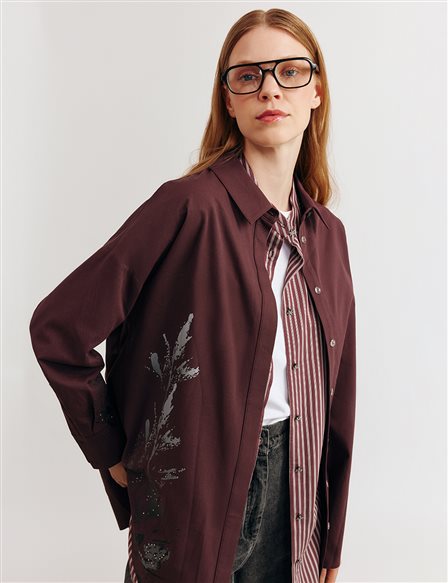 %100 Pamuklu Tunik Koyu Bordo 