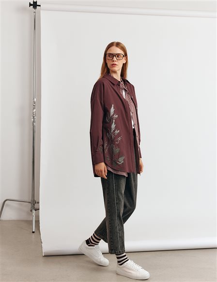 %100 Pamuklu Tunik Koyu Bordo