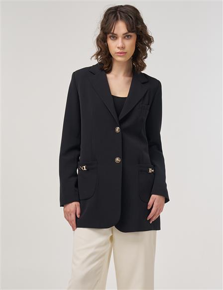 Double-Button Blazer in Black
