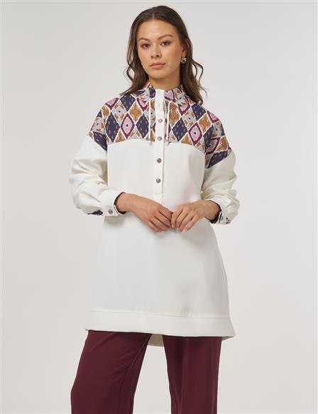 Stand Collar Sweatshirt – Ecru 