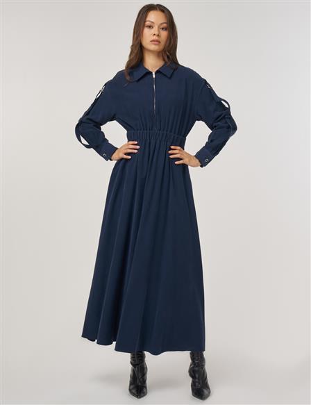 Rayon Shirt Dress – Dark Navy