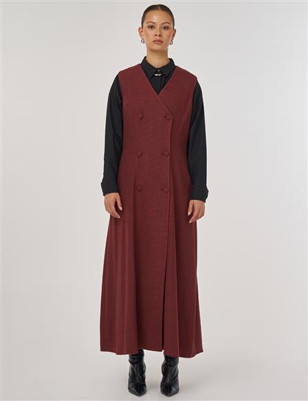 Wrap-Over Viscose Pinafore Dress Chestnut 