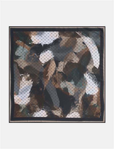 Brush Patterned Scarf Green
