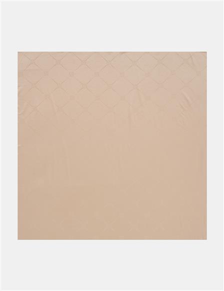 Square Pattern Silk Scarf Beige