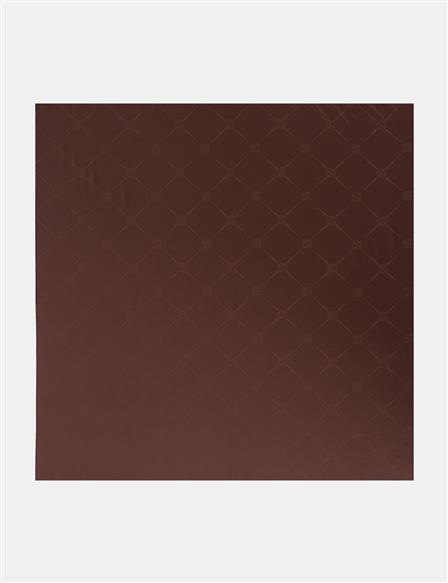 Square Pattern Silk Scarf Dark Brown