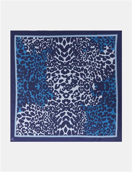 Leopard Print Scarf Navy 