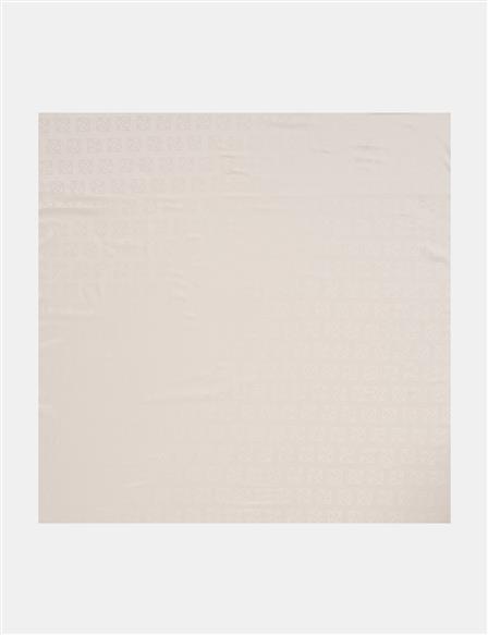 Logo Silk Scarf – Light Beige