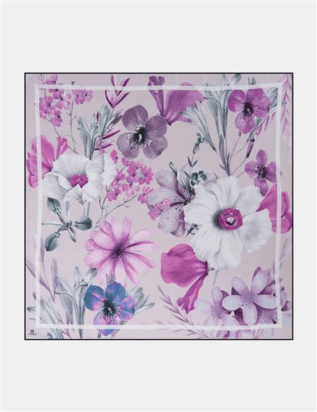Floral Desenli Eşarp Lila