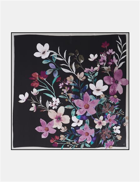 Watercolor Effect Scarf –Black