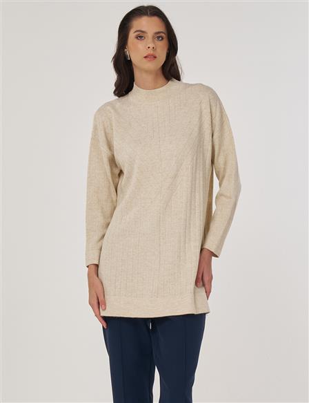 Stitched Knit Tunic in Stone