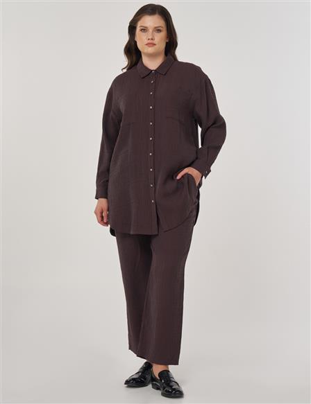 Pocket Detailed Lyocell Two-Piece Suit in Dark Brown