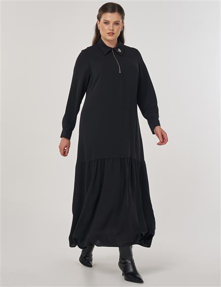 Layered Shirt Dress in Black