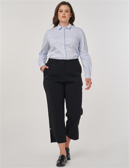 Slit Detail Relaxed Fit Pants Black 