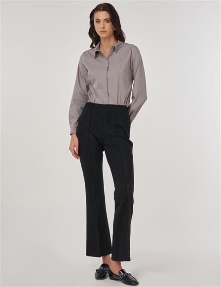 Flare Fit Suede Pants Black