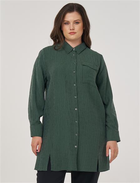 Single Pocket Lyocell Viscose Tunic in Bronze Green