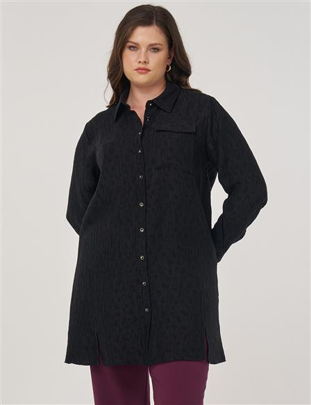 Single Pocket Lyocell Viscose Tunic in Black