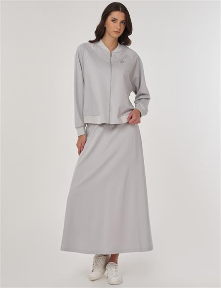 Rayon Skirt Suit in Gray