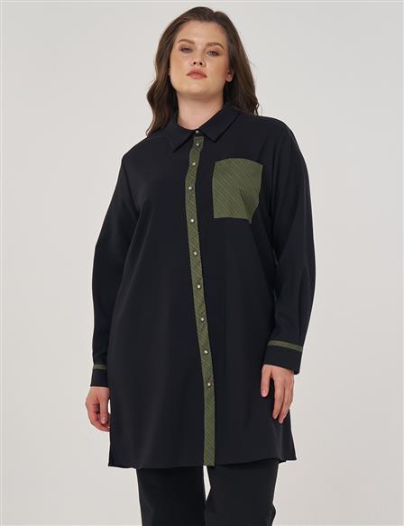 Long Tunic with Garnish in Black
