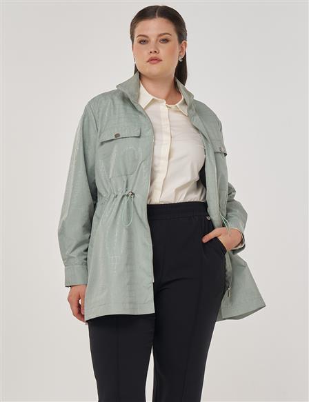 Geometric Stand-up Collar Jacket in Ice Green