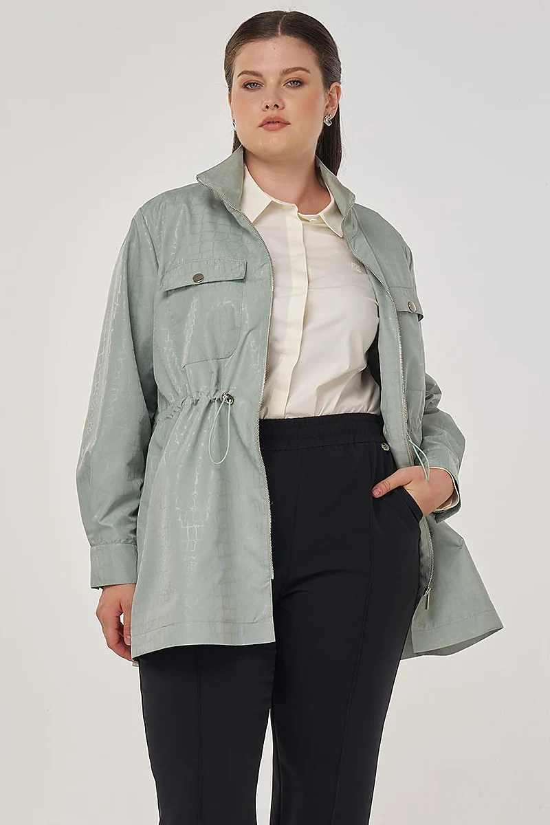 Geometric Stand-up Collar Jacket in Ice Green