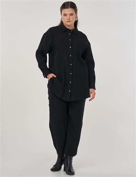 Lyocell Two-Piece Suit with Pockets in Black