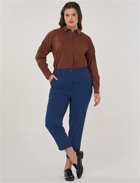 Relaxed-Fit Fabric Trousers in Black Indigo
