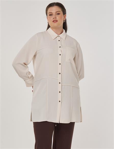 Point-Stitched Tunic Cream
