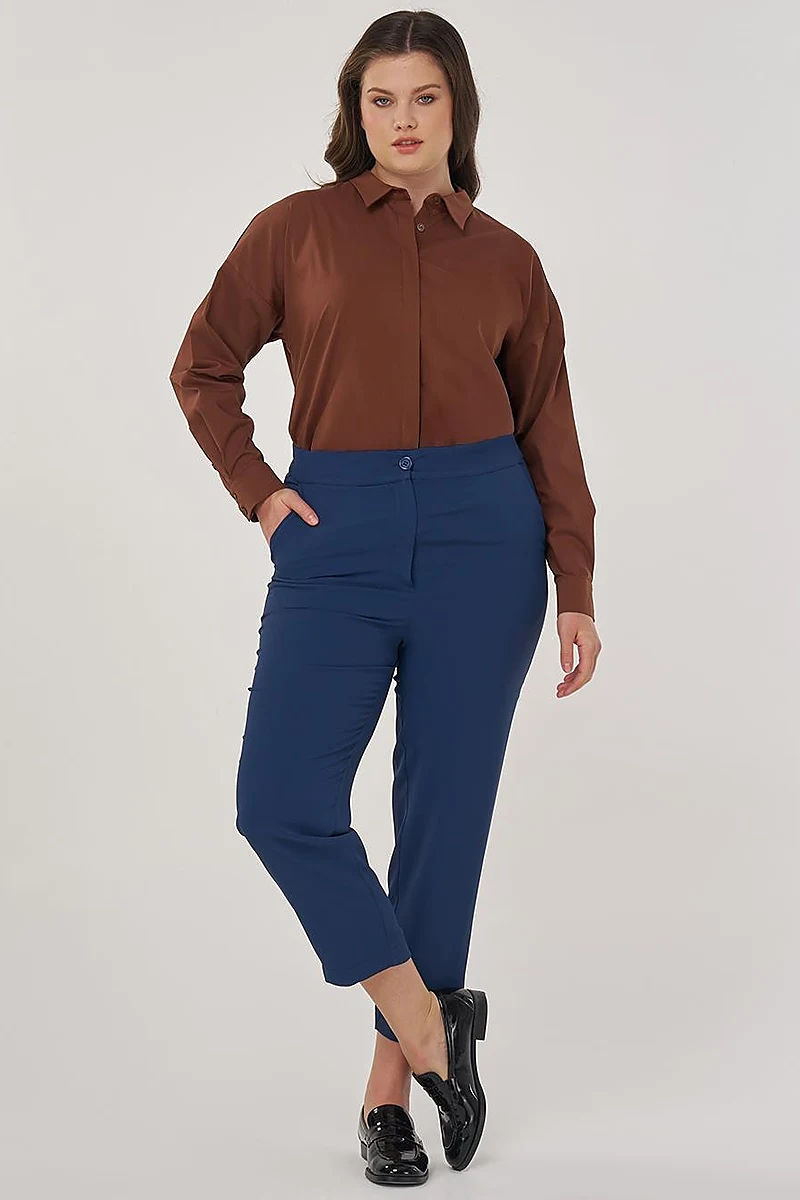 Relaxed-Fit Fabric Trousers in Black Indigo