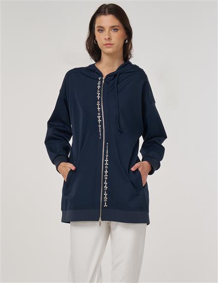 Embroidered Rayon Sweatshirt Dark Navy
